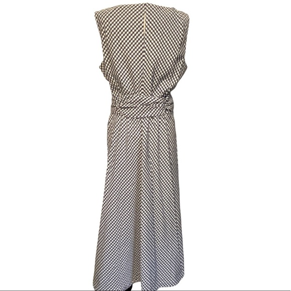 Ann Klein Mini‎ Check Print Midi Dress Blue White Size Large - Picture 4 of 12